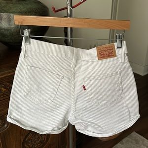 Levi’s National White Blue Railroad Striped Shorts